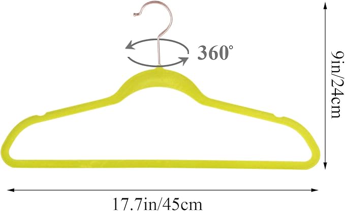 VECELO Premium Velvet Clothes Hangers Suit Heavy Duty (100 Pack)-Non Slip & Space-Saving with 12 Finger Clips & 2Tie Rack Excellent for Men and Women,Yellow