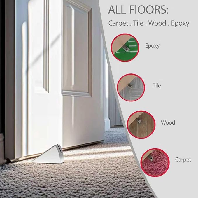 Heavy Duty Door Stopper, 4-Pack Spring Door Stoppers with Rubber Doorstop & Strong Grip, Adjustable Door Stop for Heavy Doors, Non-Slip Metal Wedges for Home/Office (2 Large + 2 Small)