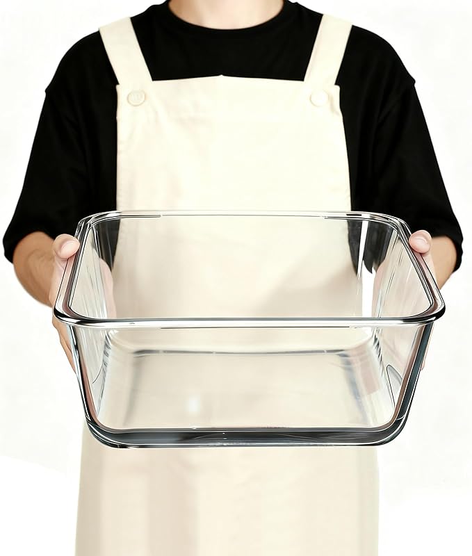 Extra Large Glass Storage Containers with Lids, Large Glass Food Containers for Rotisserie Chicken/Turkey and Potluck, Giant Watermelon Container, XL Big Bowl Freezer Storage Container Airtight 220 oz