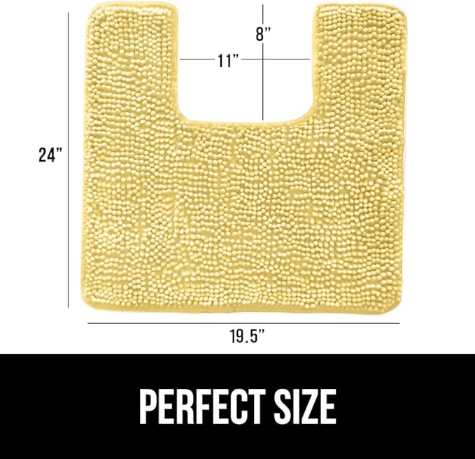 GORILLA GRIP Bath Rug Mat, Thick Soft Absorbent Chenille, Rubber Backing Quick Dry Microfiber Mats, Machine Washable Rugs for Shower Floor, Bathroom Runner Bathmat Accessories Décor, Contour, Yellow