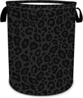 Laundry Hamper, Grey and Black Leopard Print Laundry Basket, Oxford Waterproof Foldable Clothes Storage Bin, Toy Organizer Basket for Bathroom/Household/College Dorms 15.7"x19.6"