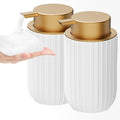 Ceramic Foaming Soap Dispenser, 12 oz Bathroom Foam Hand Soap Dispenser, Refillable Lotion Soap Dispenser with Removable Pump for Kitchen Hand Wash Dispenser, Modern Home Decor(2Pack-White)