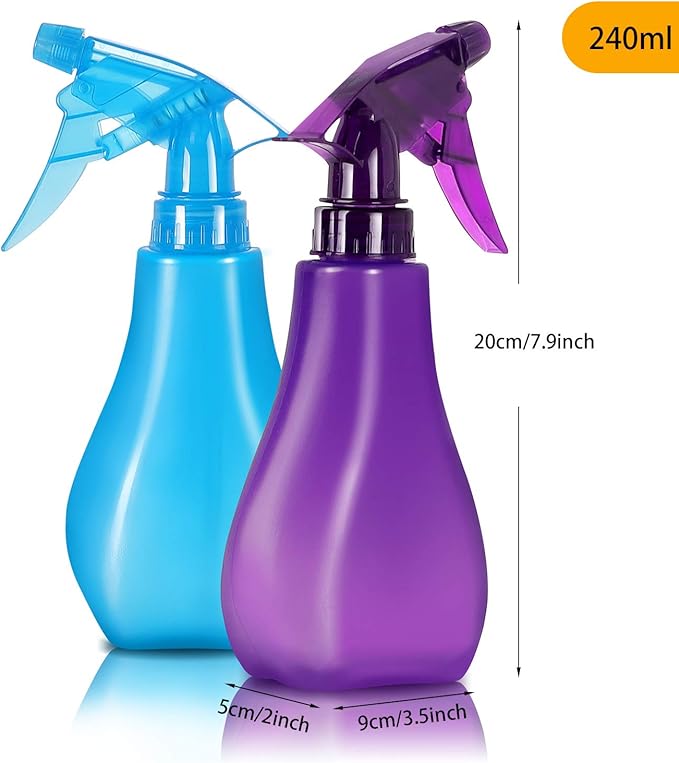 8 Oz Empty Plastic Spray Bottles with Adjustable Nozzle - Durable Trigger Sprayer with Mist & Stream Modes - Refillable Sprayer for Taming Hair, Hair styling, Watering Plants, Showering Pets - 4 Pack
