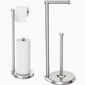 theaoo Heavy-Duty Toilet Paper Holder Stand – Modern Freestanding Bathroom Toilet Tissue Paper Roll Holder with Reserve & Storage, Stainless Steel (Silver, Free Standing)