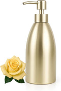 304 Stainless Steel Soap Dispenser 16oz Rust-Proof Liquid Soap Pump Bottle for Kitchen or Bathroom Countertop Hand Dish Lotion Leak-Proof (Champagne Gold)