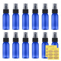 LISAPACK 1oz Small Plastic Blue Spray Bottle (12 Pack) Empty Mini Fine Mist Travel Size Atomizer, Tiny Sprayer for Little Perfume, Water, Cologne, Alcohol, Samples (Cobalt Blue, 30ml)