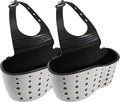 Kitchen Sink Caddy Sponge Holder for Kitchen Sink Accessories Organizer Dish Sponge Holder Ajustable Strap Faucet with Drain Holes for Drying (2 pcs Beige)