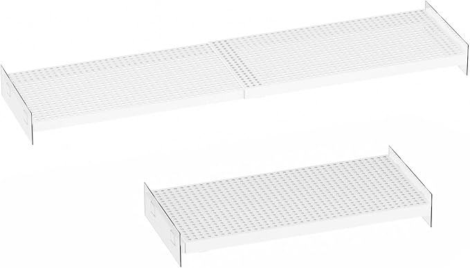 WEJIPP Closet Organizer Tension Shelves Expandable Cabinet Storage Shelving Rack Heavy Duty Metal DIY Divider for Cabinet Wardrobe Cupboard Pantry Kitchen Bedroom,White,2packs