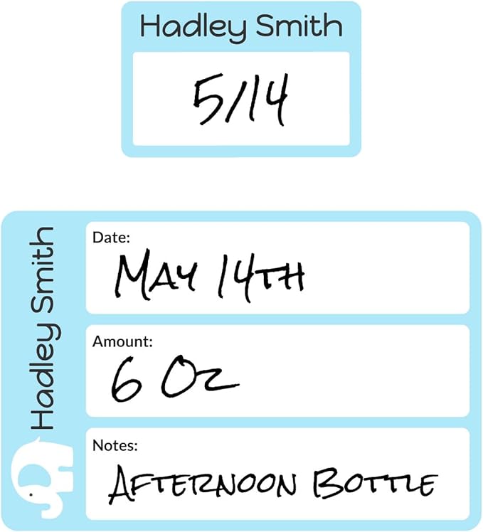 Name Bubbles - Reusable Baby Bottle Labels for Daycare (20 Labels) - Kids Washable Name Tags for Bottles, Sippy Cups, & Snack Containers, Waterproof, Baby Name Stickers, Write-On (Elephant)