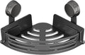 HIDEZHI Triangle Suction Cup Shower Caddy, Suction Cup Corner Shower Shelf, No-Drill Bathroom Corner Caddy, Triangle Suction Cup Corner Shelves, Removable Wall Storage Rack (Black)