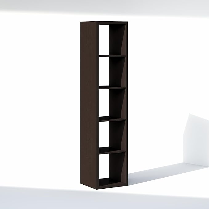 Furinno Cubic Closet Organizers and Storage, 5-Cube Closet Organizer, Open Shelf Closet Storage, Extra Thick Frame for Wardrobe, Bedroom, Living Room, Dark Oak