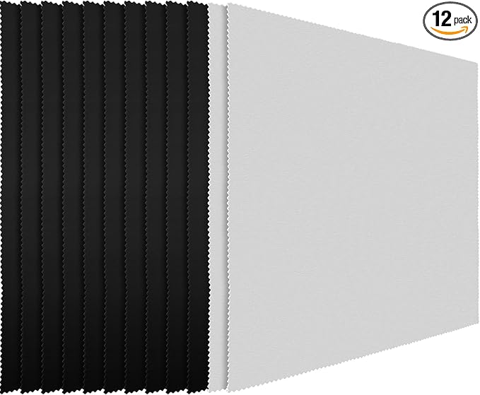 Frienda 12 Pack Large Microfiber Glass Cleaning Cloths 12 x 12 Inch Oversized Sunglasses Cleaning Cloths for Electronics Glasses Screens and Lenses (Black,Light Gray)