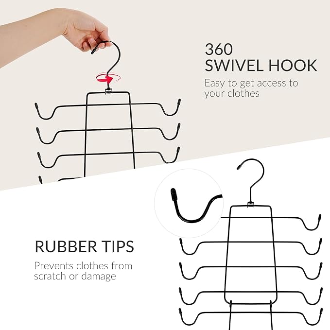 ZEDODIER 6 Pack Tank Top Hanger Space Saving, Bra Hangers for Closet Organizer, Hanging Bra Organizer Tank Tops Holder with 48 Hooks, Metal Closet Organizers and Storage Small Space Solutions, Black