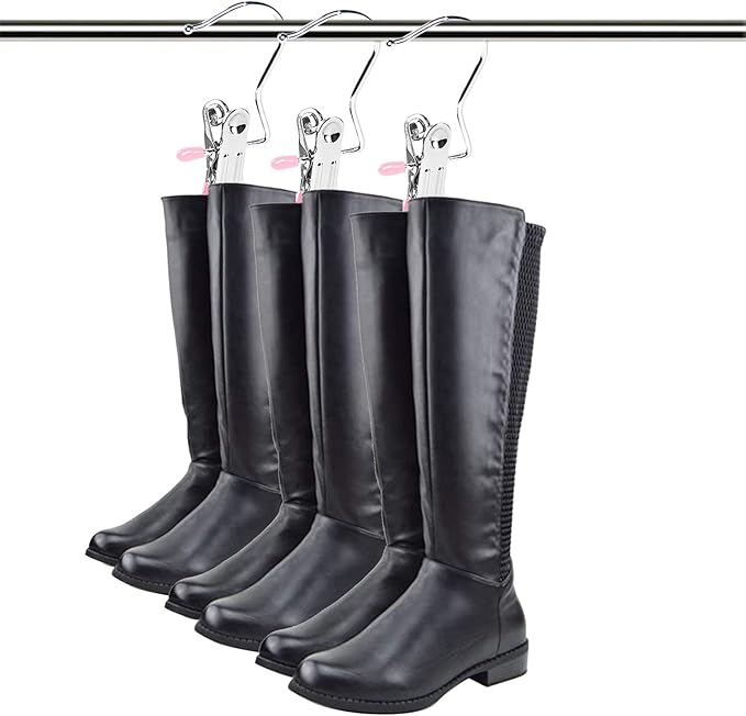 30 Pack Boot Hanger for Closet, Laundry Hooks with Clips, Boot Holder, Hanging Clips, Portable Multifunctional Hangers Single Clip Space Saving for Jeans, Hats, Tall Boots, Towels(Pink)
