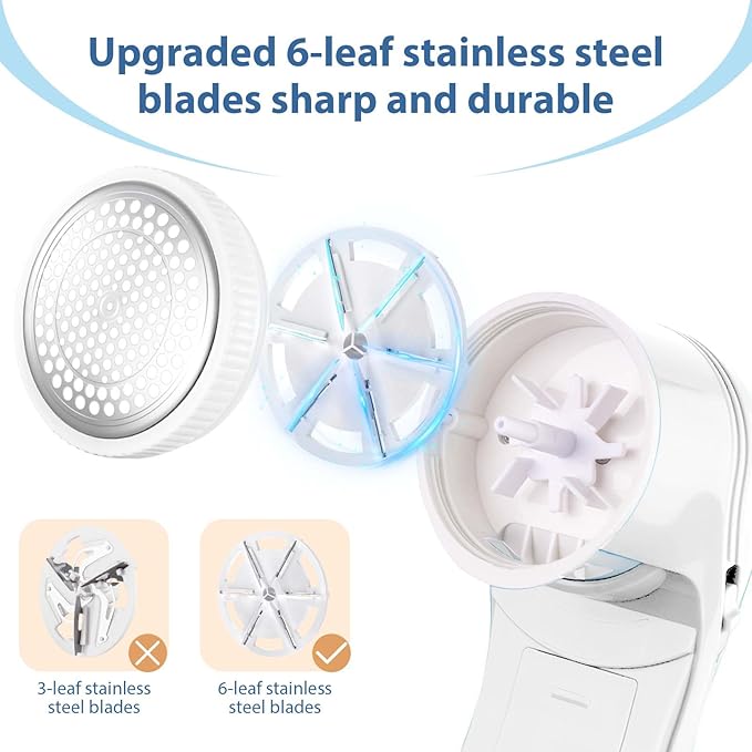 Fabric Shaver, Electric Lint Remover, Lint Shaver with 3 Replaceable Blades USB Rechargeable, Sweater Shaver, Clothes Shaver, Pilling Remover, Fabric Shaver Fuzz Remover for Clothes Furniture