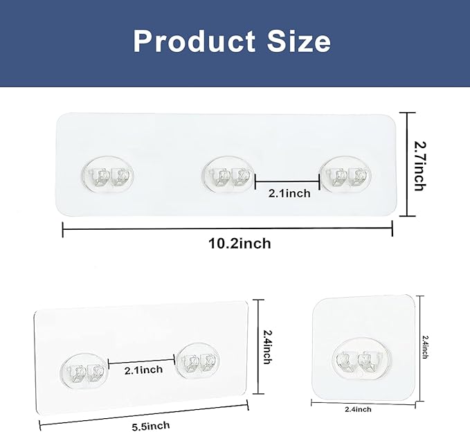 Qiic 12 Pcs Shower Caddy Adhesive Hooks Replacement Storage Shelf Basket Strips Hook/No Drilling Strong Adhesive & Waterproof Hooks for Bathroom Wall Corner Shelf,Soap Holder,Organizer,Kitchen Racks