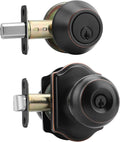 Haidms Exterior Deadbolt and Keyed Entry Bronze Door Knob Set, Keyed-Different Entry Front Door Knobs, Oil Rubbed Bronze Deadbolt Doorknob with Lock and Key(1 Pack)