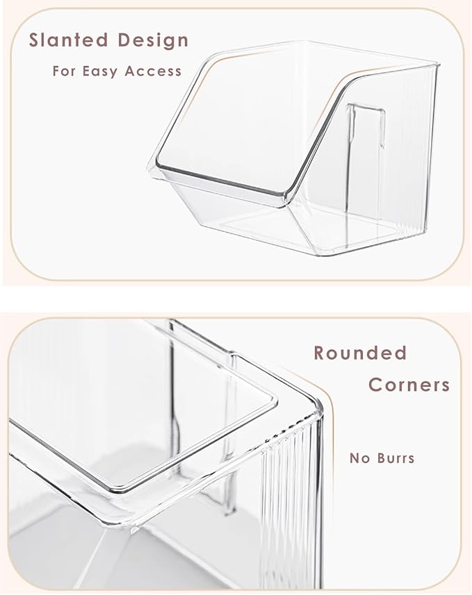 6-Pack Small Clear Storage Baskets, Adhesive Spice Rack Wall Mount for Countertop/Cabinet/Bathroom, Plastic Storage Bins Kitchen Wall Organizer and Storage Shelves, Spice Organizer