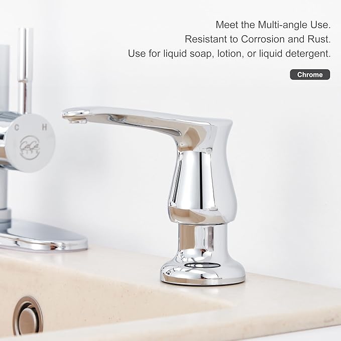 GAGALIFE Kitchen Sink Soap Dispenser Chrome, Built in Soap Dispenser with 17 OZ Bottle, Refill from The Top, Liquid Dispenser for Kitchen Sink