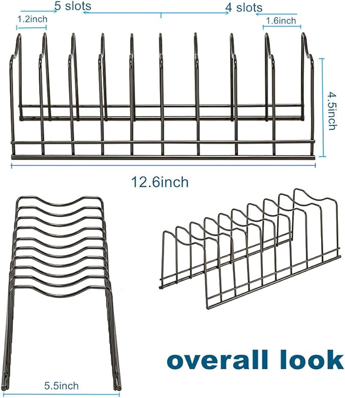 Pot Lid Holder Organizer, Kitchen Countertop Storage Rack Cutting Boards, Bakeware, Pots & Pans, Serving Trays, Reusable Containers in Cabinet Pantry , Stainless Steel