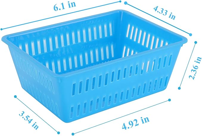 10 Pack Mini Storage Baskets Bins, Plastic Organizer Basket, Colorful Shelf and Desk Make-up Storage Crate Organizing Containers, Ideal for Home Classroom Office Organization. 6.1"L x 4.5"W x 2.4"H