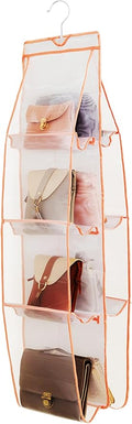 AARAINBOW 1 Pack Hanging Handbag Purse Organizer, 8 Pockets Purse Bag Organizer Hanging, Wardrobe Closet Space Saving Organizers, Handbag Organizer for Women Girls, 46.6L x 13.5W (A-Pink)