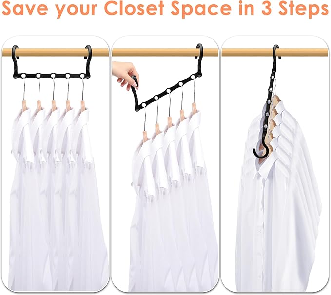 College Dorm Room Essentials, Magic Hangers Space Saving Clothes Hanger, Closet Organizers and Storage for 30 Heavy Clothes, Smart Space Saver Sturdy Plastic Hangers with 360° Rotating Hooks, 6 Pack