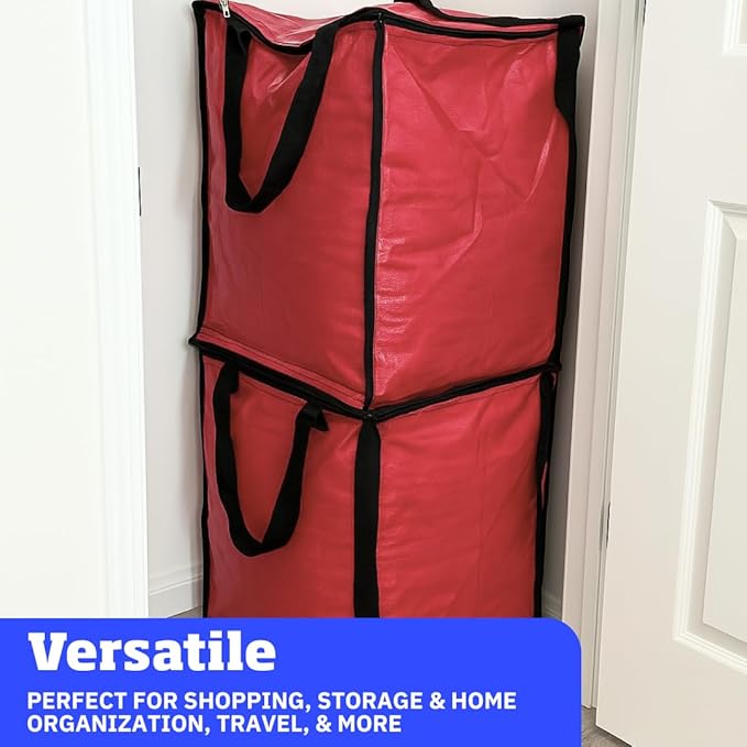 DURASACK Heavy Duty Storage Tote Bag with Zipper Top 22-Gallon Rugged Woven Polypropylene Moving Bag, Reusable Self-Standing Design, Holds up to 500 Pounds, Pack of 4, Red