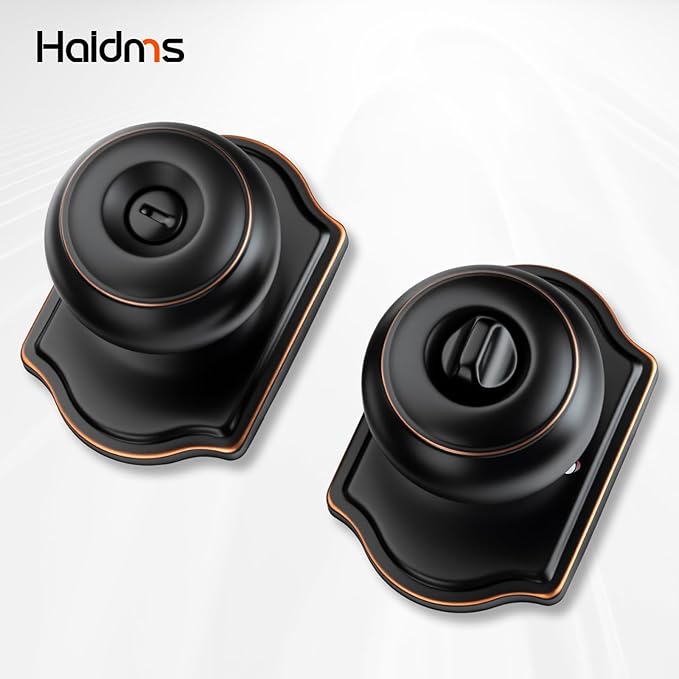 Haidms Oil Rubbed Bronze Door Knobs Interior, Privacy Interior Door knobs, Bronze Indoor Doorknobs for Bedroom or Bathroom (6 Pack)