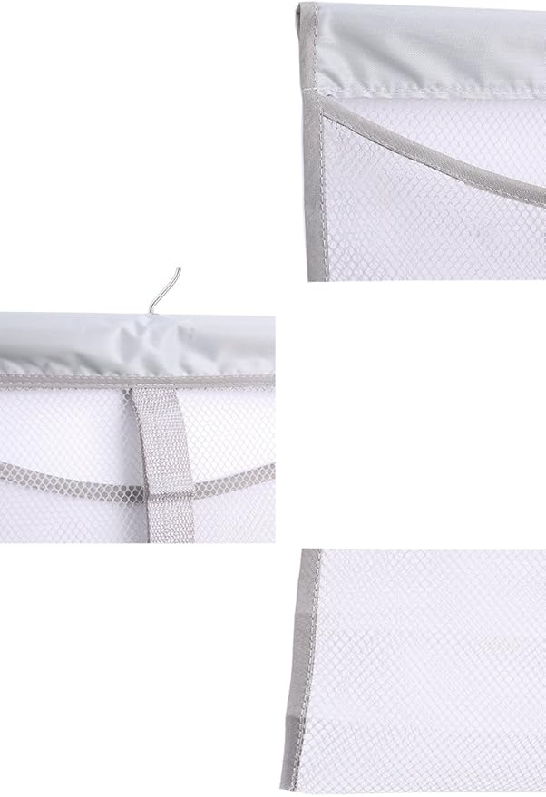 ALYER Hanging Mesh Shower Pockets for 34oz/1000ml Shampoo and Conditioner,Colorful Bath Toy organizer,Hanging Tandem Type Closet Accessories Storage Bag,Gray