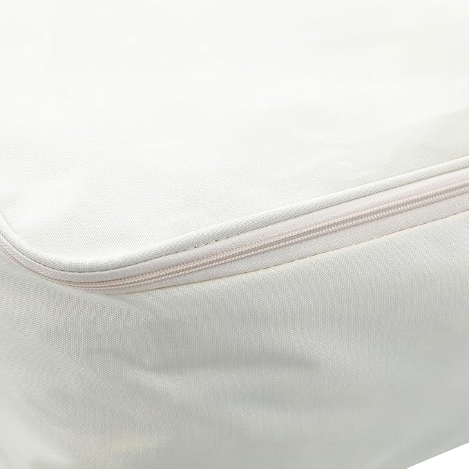 Comforter Clothes Storage Bag, 26.8 x 18 x 7.8 inches, 600D Oxford Fabric for Blanket, Quilt, Pillow, Bedding, Clothes, Sweater, Bedding, Foldable Zipper Container Tote, 2 Carrying Handles, Beige