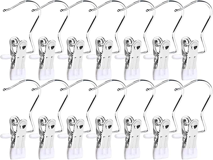50 Pack Boot Hanger for Closet, Laundry Hooks with Clips, Multifunctional Hangers, Single Clip Space Saving for Jeans, Hats, Tall Boots, Towels (White)