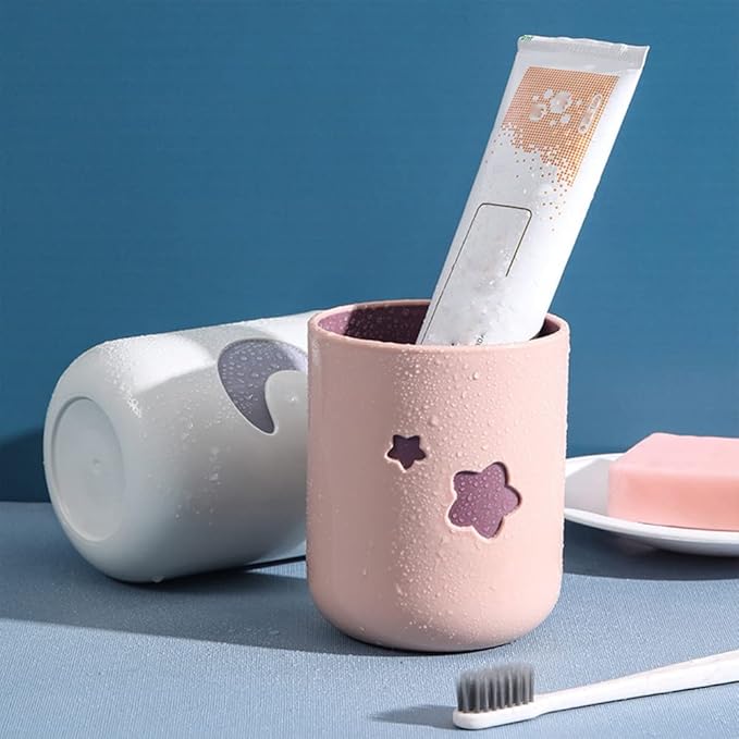 Moon&Stars Couple Toothbrush Cup 2Pcs,13.5ozTwo-Color Thickened Drinking Mug,Exquisite Toothbrush Holder (Moon&Stars)