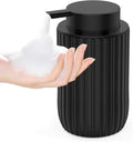 Ceramic Foaming Hand Soap Dispenser，12 oz Bathroom Soap Dispensers， Lotion Dispenser for Kitchen, Refillable Matte Streaks Soap Dispenser with Large Pump (Black)