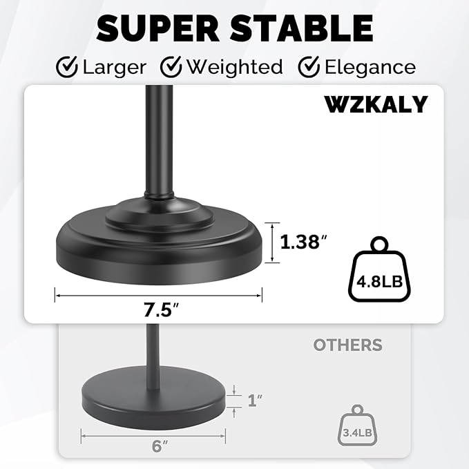 WZKALY Black Toilet Paper Holder Stand, Matte Black Toilet Paper Holder Free Standing, Post Pivoting Design & Stable Weighted Base SUS304 Stainless Steel for Bathroom(Mega Roll)