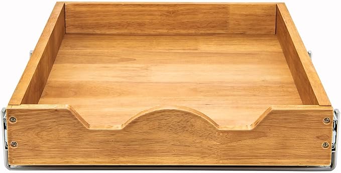 DINDON 1 Tier Pull Out Cabinet Organizer (11" W x 21" D) Single Tier Heavy Duty Sliding Wood Drawer Under Cabinet Shelf Organization Storage
