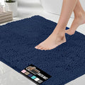 GORILLA GRIP Bath Rug Mat 48x17, Thick Soft Absorbent Chenille, Quick Dry Microfiber Mats, Rubber Backing Washable Shower Floor Rugs, Bathmat Runner, US Designed Bathroom Home Decor Accessories Navy