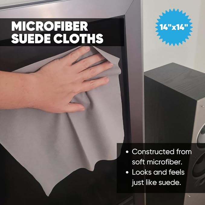 Microfiber Wholesale Premium TV Screen Cleaning Cloth Gray | 14”x14” | 3pk | Soft Microfiber Suede | XLarge Reusable | No Lint Scratch-Free Durable | Large TVs Monitors