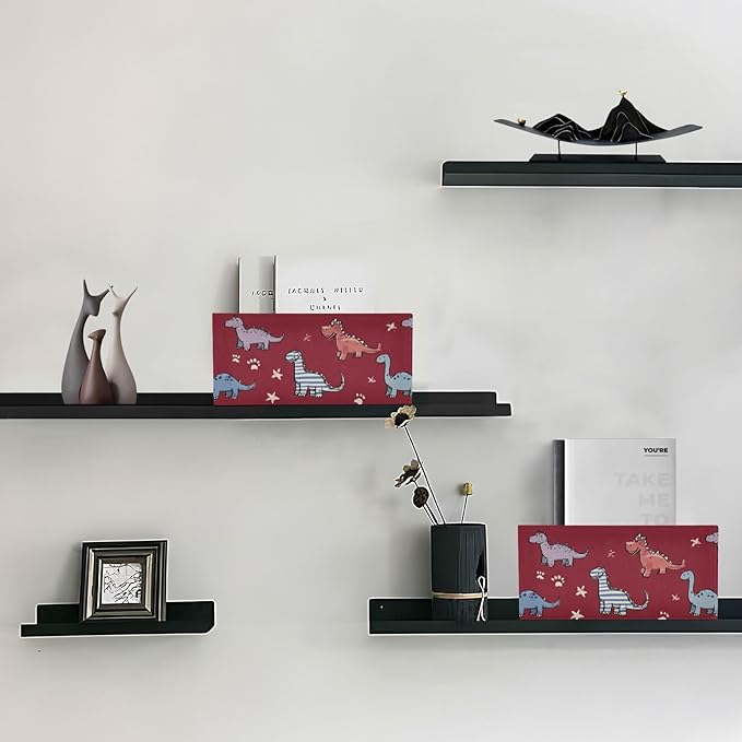 Closet Storage Bins 2 Pcs Felt Open Home Storage Containers Organizer with Handles Collapsible Shelf Basket for Home Office Craft Room Classroom Fabric Red Dinosaur Stars Paw Prints