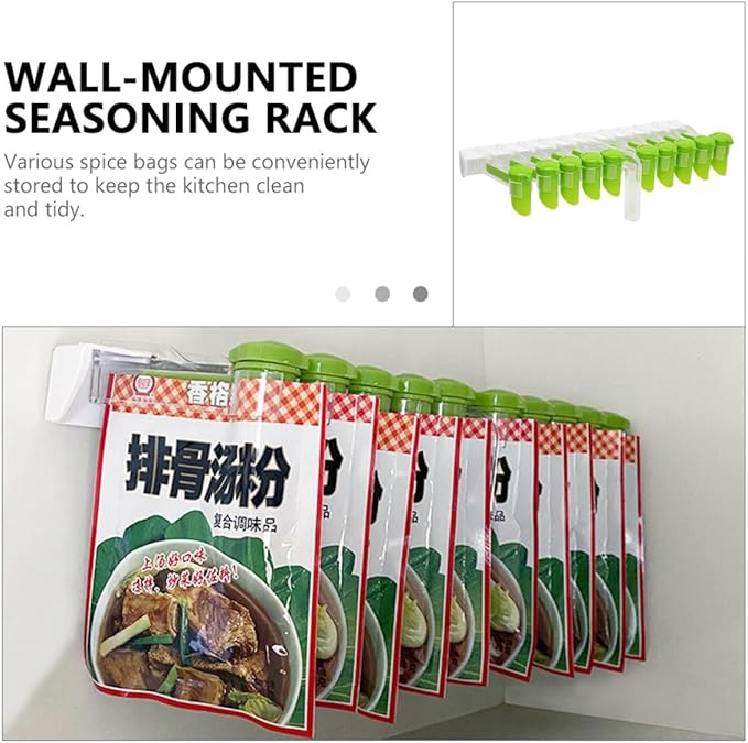 Mobestech Wall-mounted Spice Rack and Seasoning Organizer, Nail-free Household Seasoning Storage Rack with Rotatable Clip, Kitchen Pantry Organizer for Convenient Spice Supply