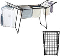 YUBELLES Expandable Clothes Drying Rack, Gullwing Laundry Drying Rack, Space-Saving, Towels, Linens, Indoor, Outdoor Black