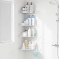 Sotfamily Plastic Shower Caddy Corner (for 90° Only), 4 Pack Adhesive Corner Shower Shelves for Bathroom Organizers and Storage, Crystal