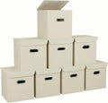 Closet Organizers Fabric Storage Bins With Lids Collapsible Cube Storage Organizer Basket With Handles,Storage Boxes for Clothes Storage,Office,Laundry,Shelves,8 Pack,（Creamy-White）