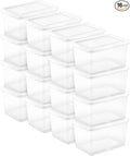 Sterilite 16 Pack Storage Box, 20 Quart Stackable Tote, Clear Plastic Container with Secure Snapping Lids for Home and Office Organization, White