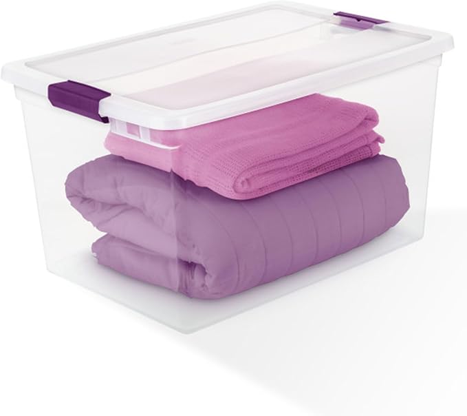 Sterilite 6-Pack Plastic Storage Bin w/ Latch Lid, ClearView Stackable Containers, 66 Qt