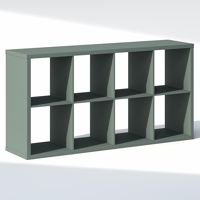 Furinno Cubic Closet Organizers and Storage, 8-Cube Closet Organizer, Open Shelf Closet Storage, Extra Thick Frame for Wardrobe, Bedroom, Living Room, Sage Green