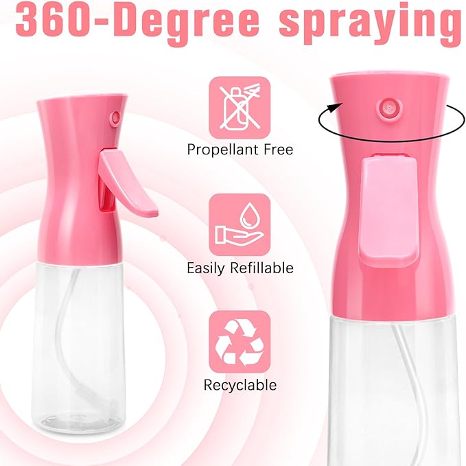 Spray Bottle For Hair,Continuous Water Mister for Hairstyling, Salons, Cleaning, Plants,Essential Oil Scents,Ultra Fine Mist Sprayer,6.8 OZ /200 ML-pink(Christmas Gifts)