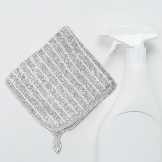 TEHAUX 10pcs Gray Large 30cm Absorbent Kitchen Dish Towels Microfiber Cleaning Cloths Lint-Free Dish Rags for Household Dishwashing and Counter Cleaning