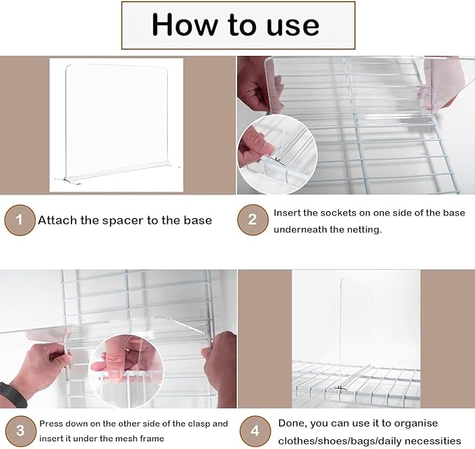 8 Pack Shelf Dividers for Wire Shelves, Acrylic Clear Closet Organizers and Storage for Sweater, Shirts, Bookshelf Handbags Separators Dividers for Closet Organization in Bedroom/Kitchen/Office/Pantry