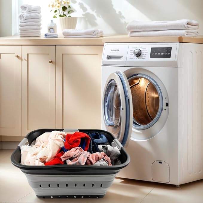 SAMMART 42L (11 gallon) Collapsible Plastic Laundry Basket - Foldable Pop Up Storage Container/Organizer - Portable Basket - Space Saving Hamper/Basket